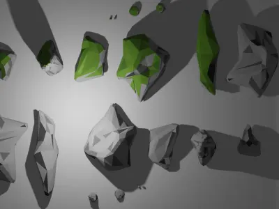 Rock Low Poly rocks on table Free 3D model
