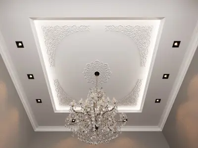 Classic Gypsum Ceiling with Luxurious Decorative Elements 3D model