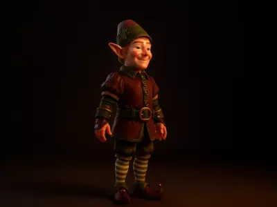 Charming Christmas Elf Festive Holiday Figurine Fantasy Elf  3D print model