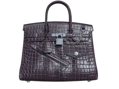 Hermes Birkin Rock Bag Purple Crocodile Low-poly 3D model