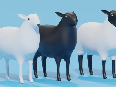 Cartoon Cute Sheep 3D model