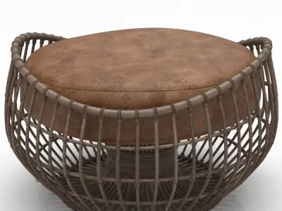 WICKER chair and leather seat 3D model