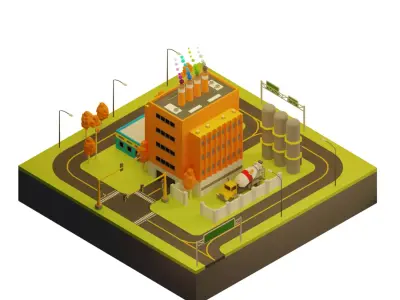 Industrial town Free 3D model