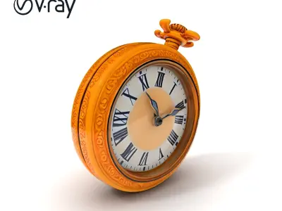 Elegant Gold Pocket Watch D Model Pack Low-poly 3D model