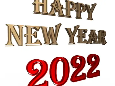 Happy New Year 2022 01 Low-poly 3D model