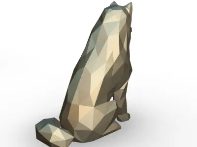 Samoyed low poly polygonal wolf 3D print model