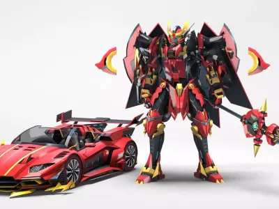 Transformer 3D Model robot and sports car 3D model