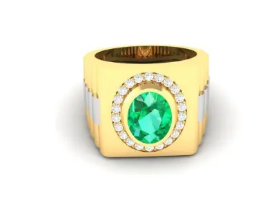 Luxury Gold Men Ring with Emerald Center Stone 171 3D print model