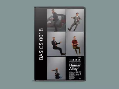 Set of low poly men in car related poses 3D model