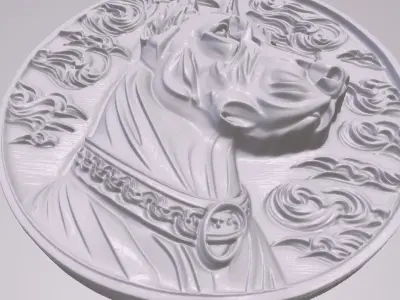 Doberman 3 basrelief for 3D printing 3D print model