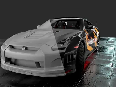 NISSAN GT- R RACE CAR Low-poly 3D model