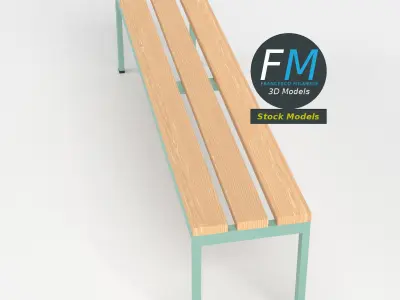 Locker room bench 4 3D model