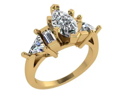 Marquise Diamond Ring 3781 3D print model