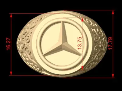 Benz  Logo Ring 3D print model