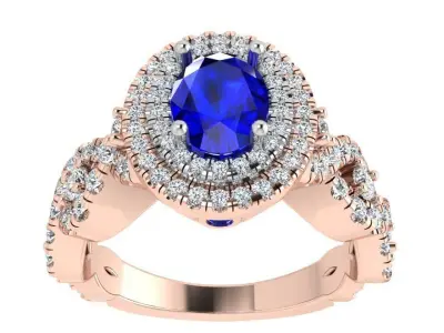 Oval Halo Twisted Ring 3433 3D print model