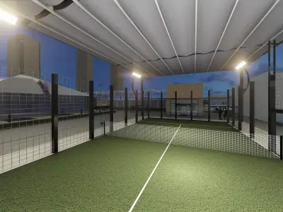 sport soccer field at dusk Low-poly 3D model