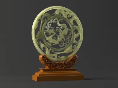 carved model jade seal panlong dragons sculpture  3D model