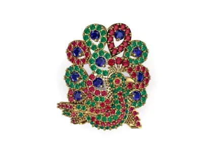 peacock ruby sapphire emerald luxury ring version 2 3D print model
