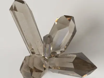 Crystal 5 types Low-poly 3D model