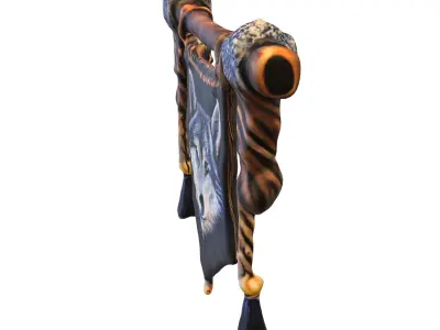 Tribal Wolf Banner Low-poly 3D model