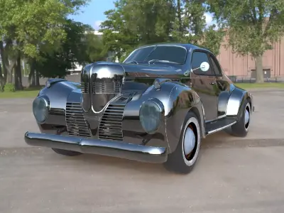 Vintage Classic Car Lowpoly PBR 3D Model Low-poly 3D model