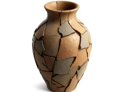 Rustic Fragmented Clay Vase Low-poly 3D model