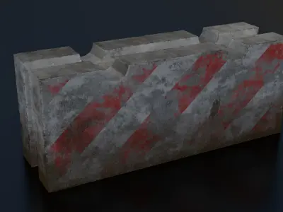 Concrete road block low-poly Low-poly 3D model