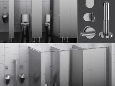 Sanitary partitions for public toilets FunderMax 2 3D model