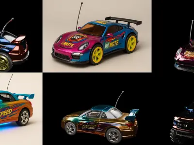 Controled Car bundle 7 pack 100 glb 3D model