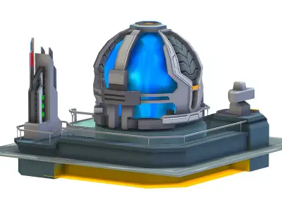 isometrical UFO radar platform station upgrade 2 Low-poly 3D model