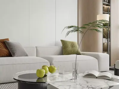 Modern living room dining room interior scenes 311 3D model