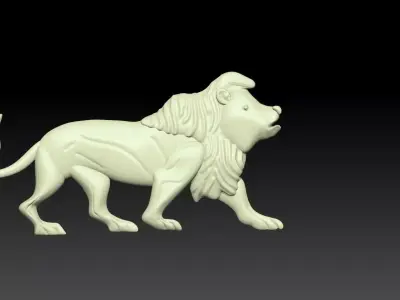 Walking Lion Relief 3D print model