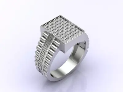 Print Ready STL 3DM  Gents Rings Diamond Men Ring  3D print model 58
