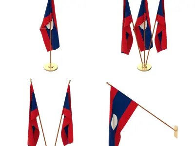 Laos Flag Pack 3D model