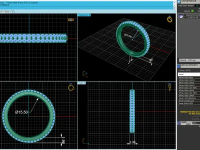 Three Stone Emerald Wedding Ring 3D print model
