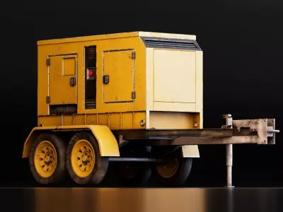 Industrial Diesel Generator Trailer Low-poly 3D model