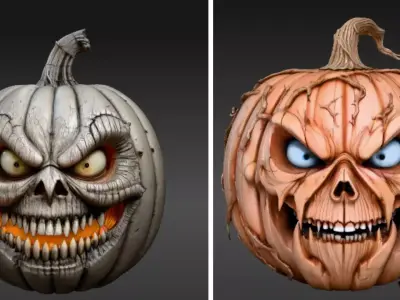 Jack-O-Lantern Pumpkin 3D Model Two Model Pack  Pumpkin  3D model