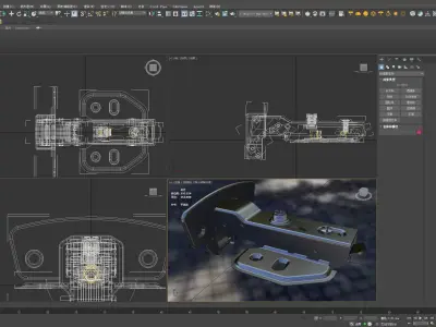 90 degree angle cabinet door hinge with animation 3D model
