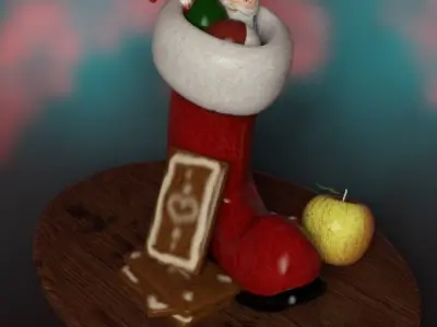 saint nicholas boot decor Xmas Low-poly 3D model