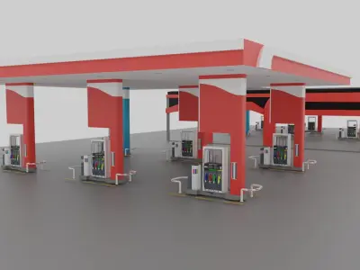 Gas Station Low-poly 3D model order