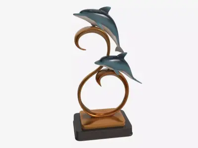 Decorative Ceramic Dolphins Statuette 3D model