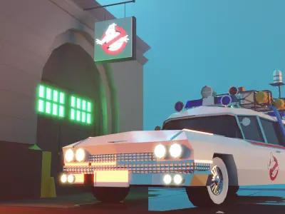 Cartoon Ghost Buster scene 3D model