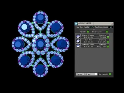 Pendant with natural gem cambodia 3D model