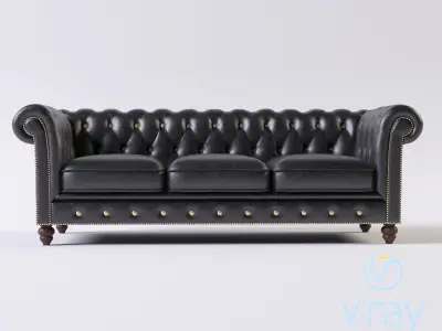 Decorative set    statue and  Sofa Low-poly 3D model