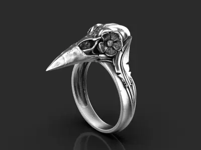 Skull crow ring 3D print model