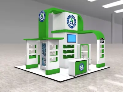 Exhibition Stand Booth stall 6x6m Height 500cm 4 Sides Open 3D model