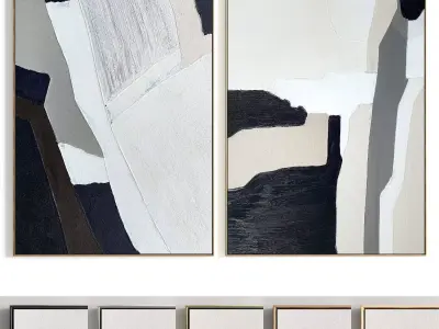 Plaster Two Photo Frame 372 Low-poly 3D model