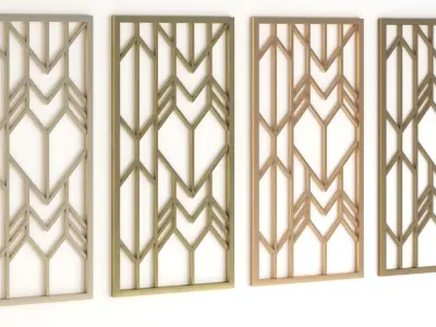 Decorative gold plaster partition screen with geometric pattern 3D model order