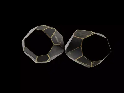 Black in Gold Hexa-Shaped Vase Low-poly 3D model