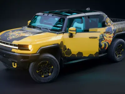 HUMMER EV 2022 Hornet Strike Livery Rigged Low-poly 3D model